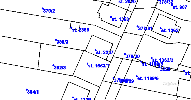 Parcela st. 2237 v KÚ Bystřice pod Hostýnem, Katastrální mapa