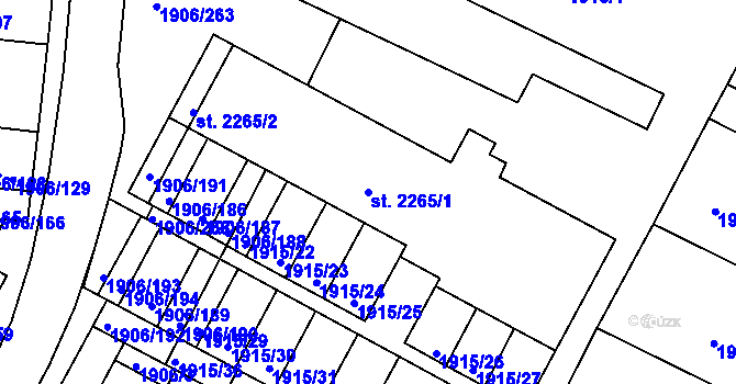 Parcela st. 2265/1 v KÚ Bystřice pod Hostýnem, Katastrální mapa