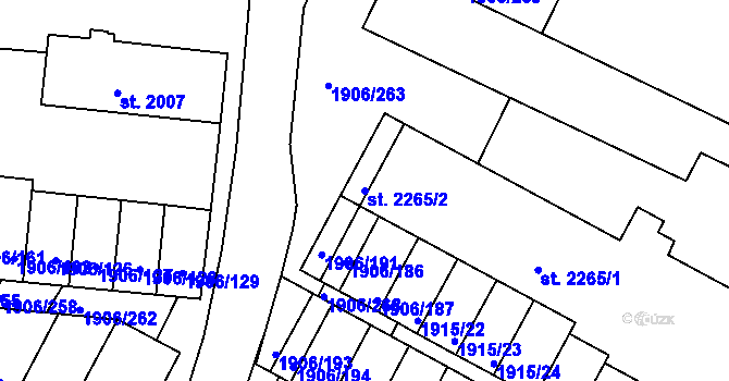 Parcela st. 2265/2 v KÚ Bystřice pod Hostýnem, Katastrální mapa