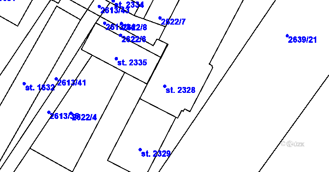 Parcela st. 2328 v KÚ Bystřice pod Hostýnem, Katastrální mapa