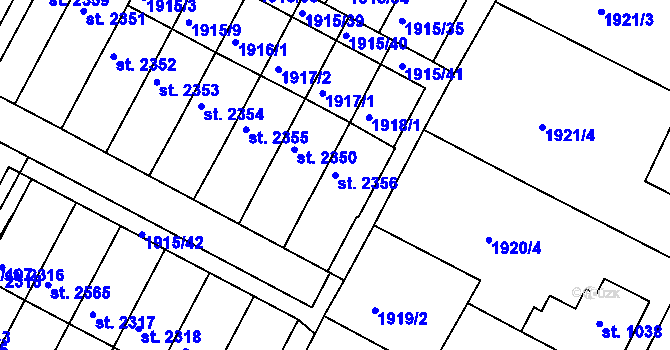 Parcela st. 2356 v KÚ Bystřice pod Hostýnem, Katastrální mapa