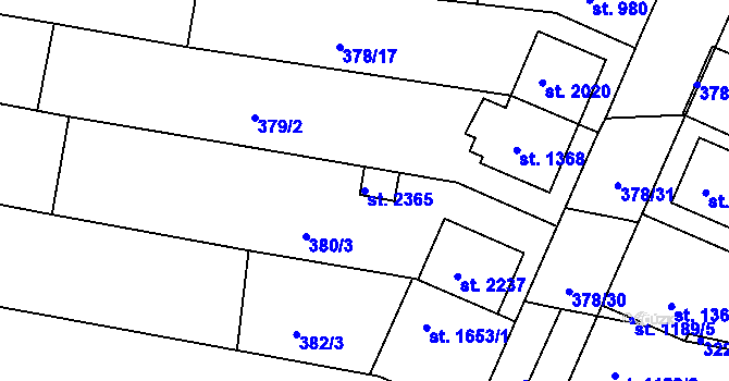 Parcela st. 2365 v KÚ Bystřice pod Hostýnem, Katastrální mapa