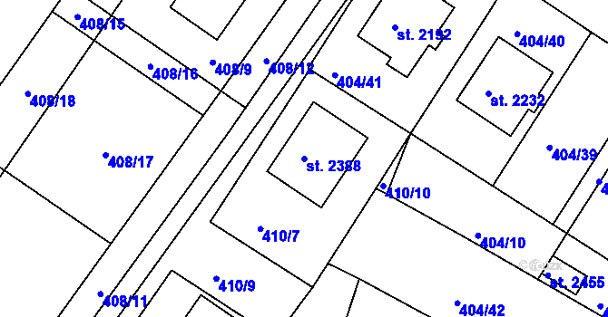 Parcela st. 2388 v KÚ Bystřice pod Hostýnem, Katastrální mapa