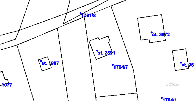 Parcela st. 2391 v KÚ Bystřice pod Hostýnem, Katastrální mapa