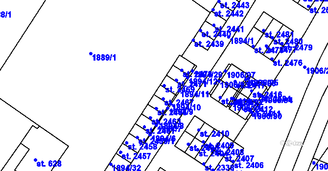 Parcela st. 2469 v KÚ Bystřice pod Hostýnem, Katastrální mapa