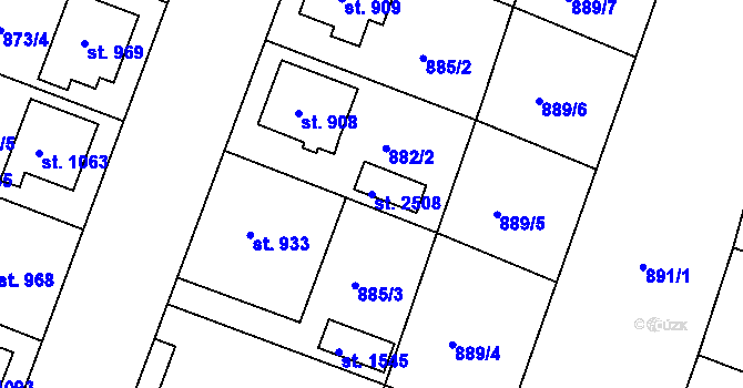 Parcela st. 2508 v KÚ Bystřice pod Hostýnem, Katastrální mapa