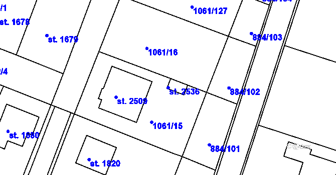 Parcela st. 2536 v KÚ Bystřice pod Hostýnem, Katastrální mapa