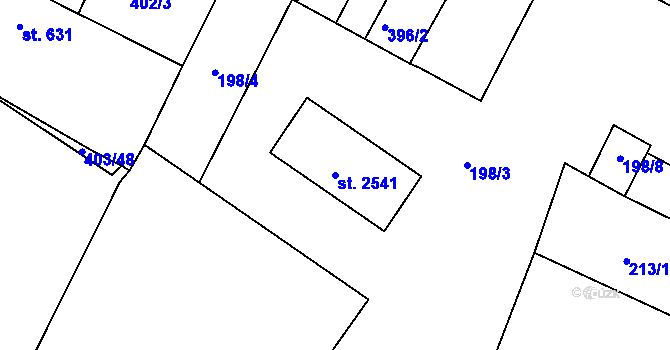 Parcela st. 2541 v KÚ Bystřice pod Hostýnem, Katastrální mapa