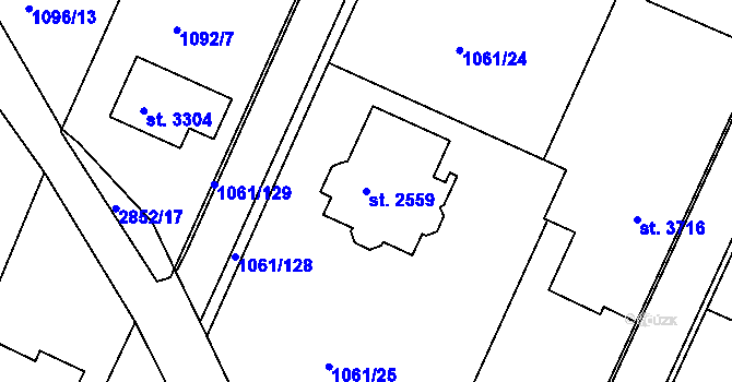 Parcela st. 2559 v KÚ Bystřice pod Hostýnem, Katastrální mapa