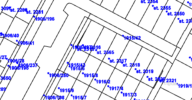 Parcela st. 2565 v KÚ Bystřice pod Hostýnem, Katastrální mapa