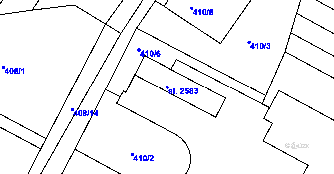 Parcela st. 2583 v KÚ Bystřice pod Hostýnem, Katastrální mapa
