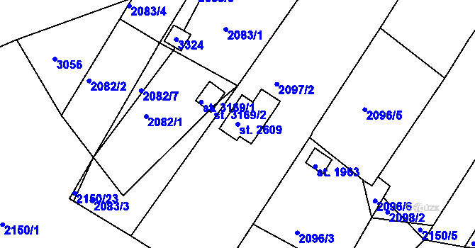 Parcela st. 2609 v KÚ Bystřice pod Hostýnem, Katastrální mapa