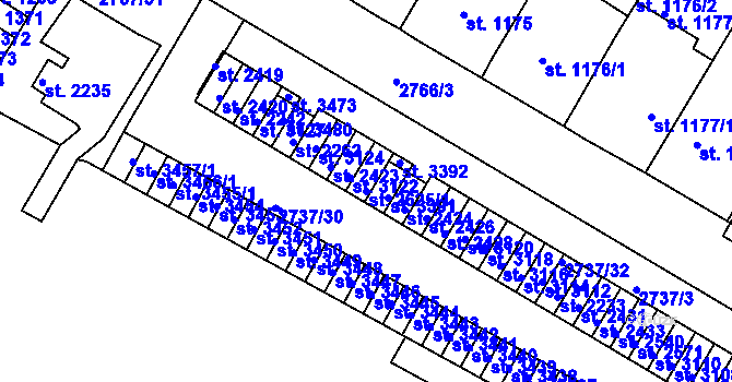 Parcela st. 2625/1 v KÚ Bystřice pod Hostýnem, Katastrální mapa