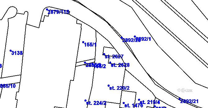 Parcela st. 2627 v KÚ Bystřice pod Hostýnem, Katastrální mapa
