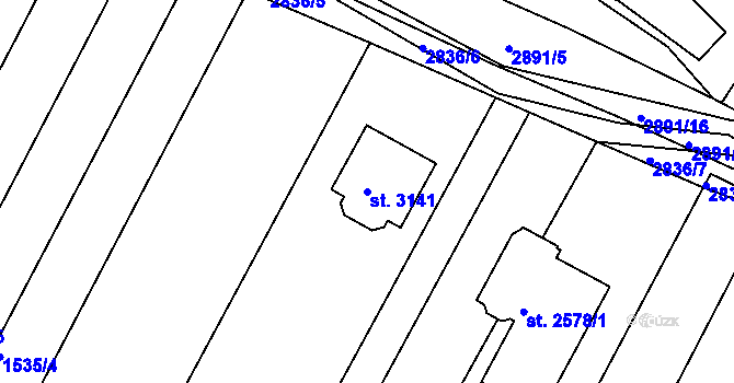Parcela st. 3141 v KÚ Bystřice pod Hostýnem, Katastrální mapa