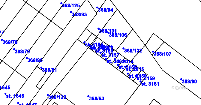 Parcela st. 3157 v KÚ Bystřice pod Hostýnem, Katastrální mapa