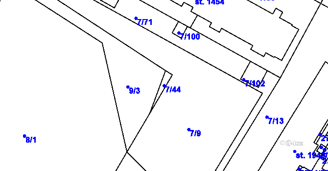 Parcela st. 7/44 v KÚ Bystřice pod Hostýnem, Katastrální mapa