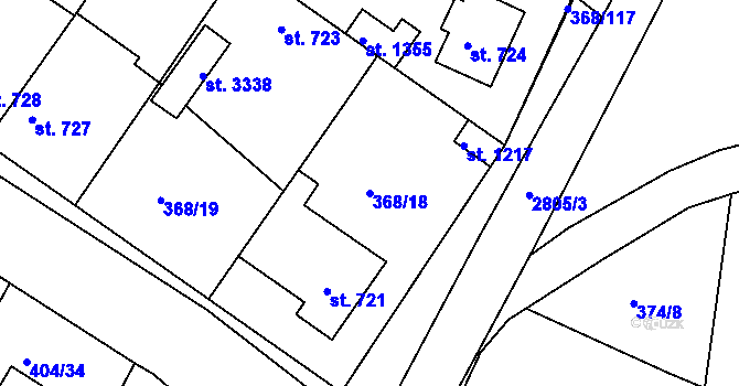 Parcela st. 368/18 v KÚ Bystřice pod Hostýnem, Katastrální mapa