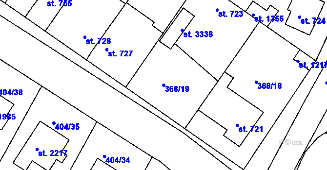 Parcela st. 368/19 v KÚ Bystřice pod Hostýnem, Katastrální mapa