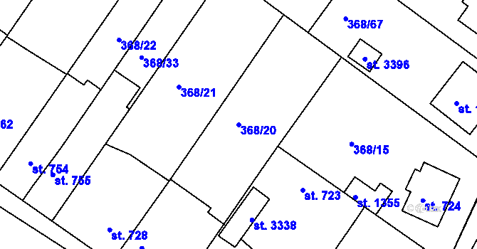 Parcela st. 368/20 v KÚ Bystřice pod Hostýnem, Katastrální mapa