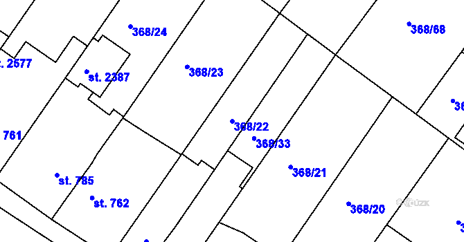 Parcela st. 368/22 v KÚ Bystřice pod Hostýnem, Katastrální mapa