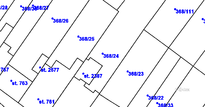 Parcela st. 368/24 v KÚ Bystřice pod Hostýnem, Katastrální mapa