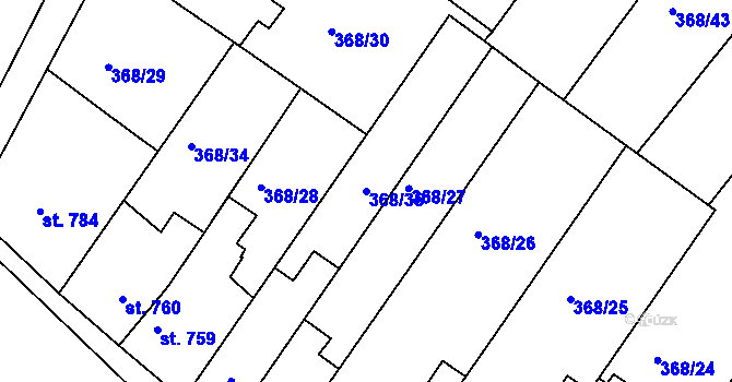Parcela st. 368/35 v KÚ Bystřice pod Hostýnem, Katastrální mapa