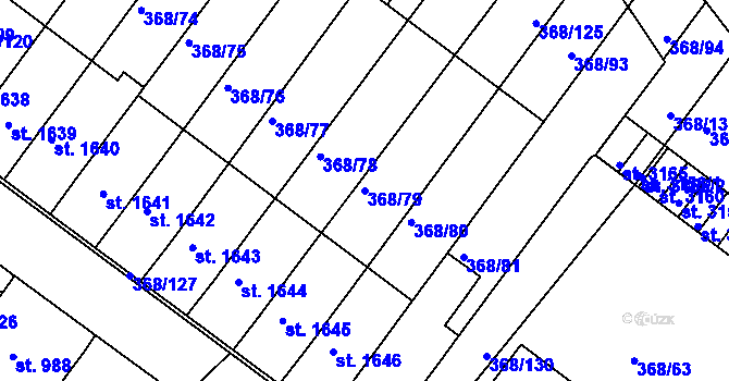 Parcela st. 368/79 v KÚ Bystřice pod Hostýnem, Katastrální mapa
