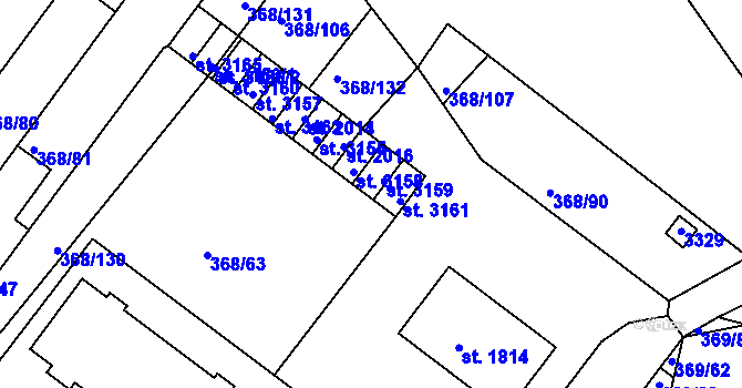 Parcela st. 368/104 v KÚ Bystřice pod Hostýnem, Katastrální mapa