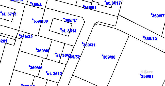Parcela st. 369/31 v KÚ Bystřice pod Hostýnem, Katastrální mapa