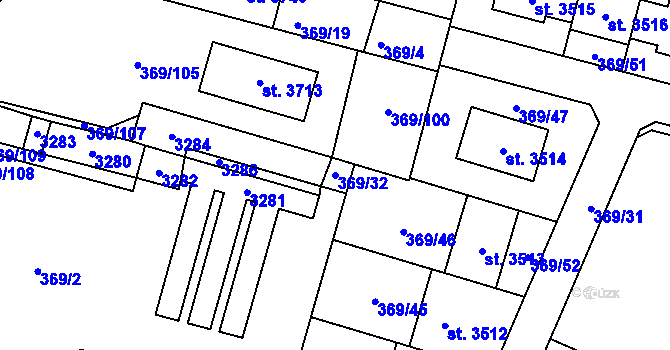 Parcela st. 369/32 v KÚ Bystřice pod Hostýnem, Katastrální mapa