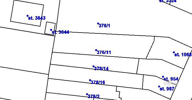 Parcela st. 376/11 v KÚ Bystřice pod Hostýnem, Katastrální mapa