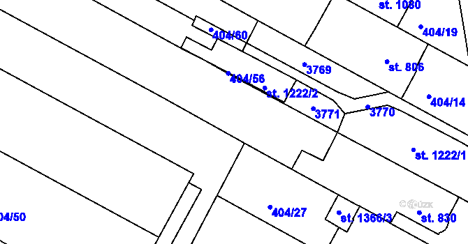 Parcela st. 404/20 v KÚ Bystřice pod Hostýnem, Katastrální mapa