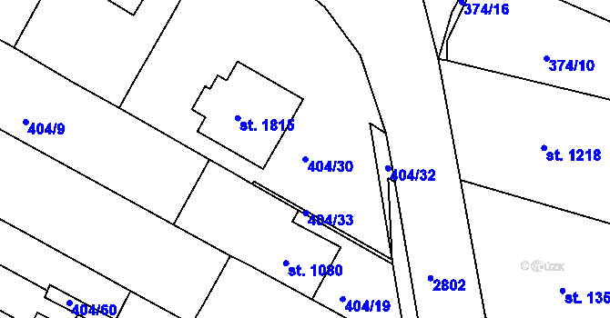 Parcela st. 404/30 v KÚ Bystřice pod Hostýnem, Katastrální mapa