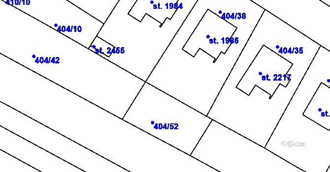 Parcela st. 404/44 v KÚ Bystřice pod Hostýnem, Katastrální mapa