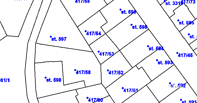 Parcela st. 417/53 v KÚ Bystřice pod Hostýnem, Katastrální mapa