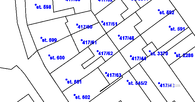 Parcela st. 417/62 v KÚ Bystřice pod Hostýnem, Katastrální mapa
