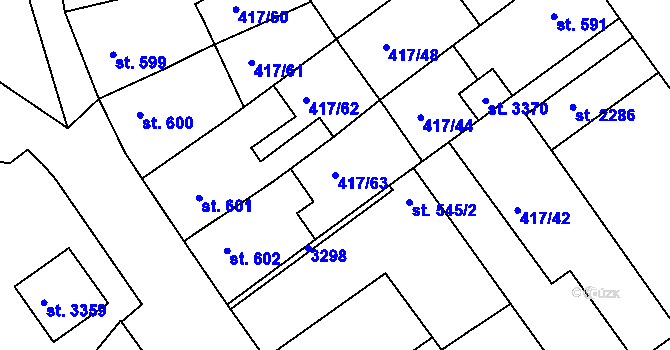 Parcela st. 417/63 v KÚ Bystřice pod Hostýnem, Katastrální mapa