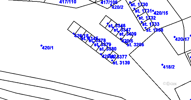 Parcela st. 420/11 v KÚ Bystřice pod Hostýnem, Katastrální mapa