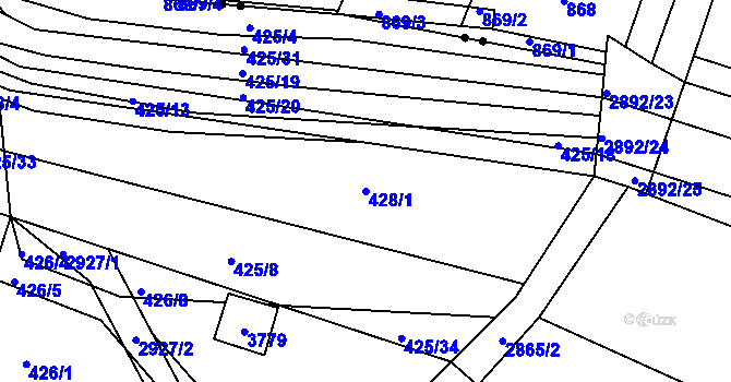 Parcela st. 428/1 v KÚ Bystřice pod Hostýnem, Katastrální mapa