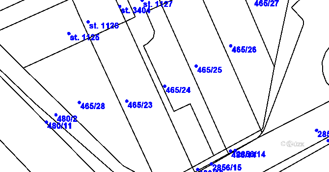 Parcela st. 465/24 v KÚ Bystřice pod Hostýnem, Katastrální mapa
