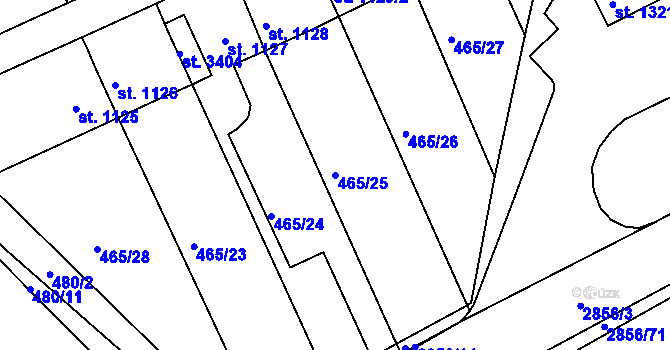 Parcela st. 465/25 v KÚ Bystřice pod Hostýnem, Katastrální mapa