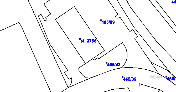 Parcela st. 465/29 v KÚ Bystřice pod Hostýnem, Katastrální mapa
