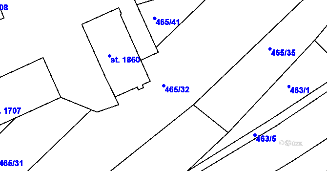 Parcela st. 465/32 v KÚ Bystřice pod Hostýnem, Katastrální mapa