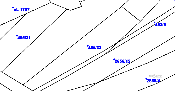 Parcela st. 465/33 v KÚ Bystřice pod Hostýnem, Katastrální mapa