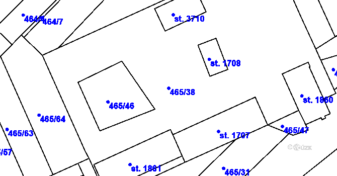 Parcela st. 465/38 v KÚ Bystřice pod Hostýnem, Katastrální mapa