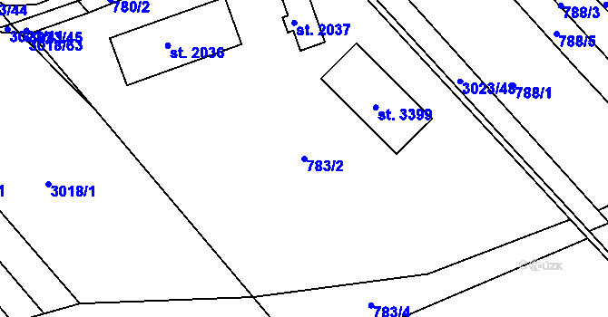 Parcela st. 783/2 v KÚ Bystřice pod Hostýnem, Katastrální mapa
