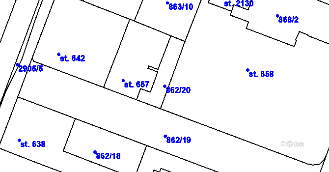 Parcela st. 862/20 v KÚ Bystřice pod Hostýnem, Katastrální mapa