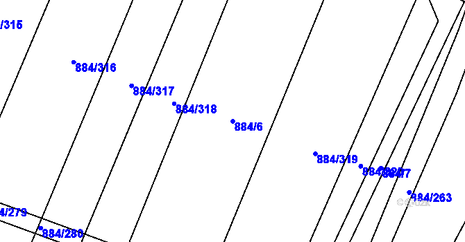 Parcela st. 884/6 v KÚ Bystřice pod Hostýnem, Katastrální mapa