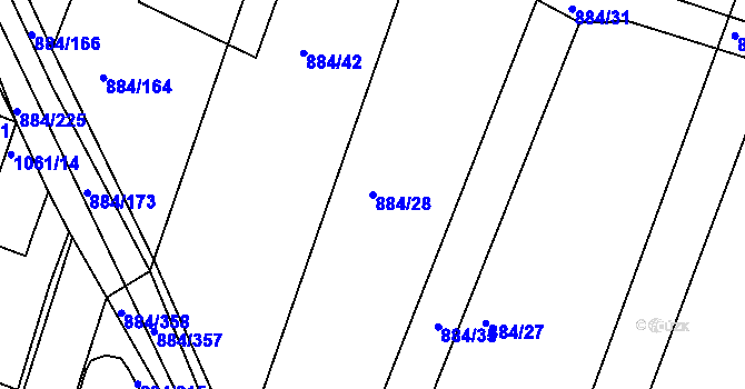 Parcela st. 884/28 v KÚ Bystřice pod Hostýnem, Katastrální mapa